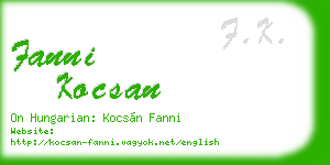 fanni kocsan business card